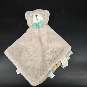Kellytoy Baby Teddy Bear Security Blanket Lovey Tan Mint Green Taggie Ribbons